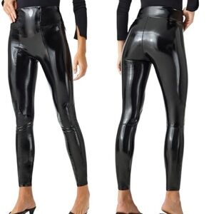SPANX Faux Patent Leather Black Leggings Size Medium